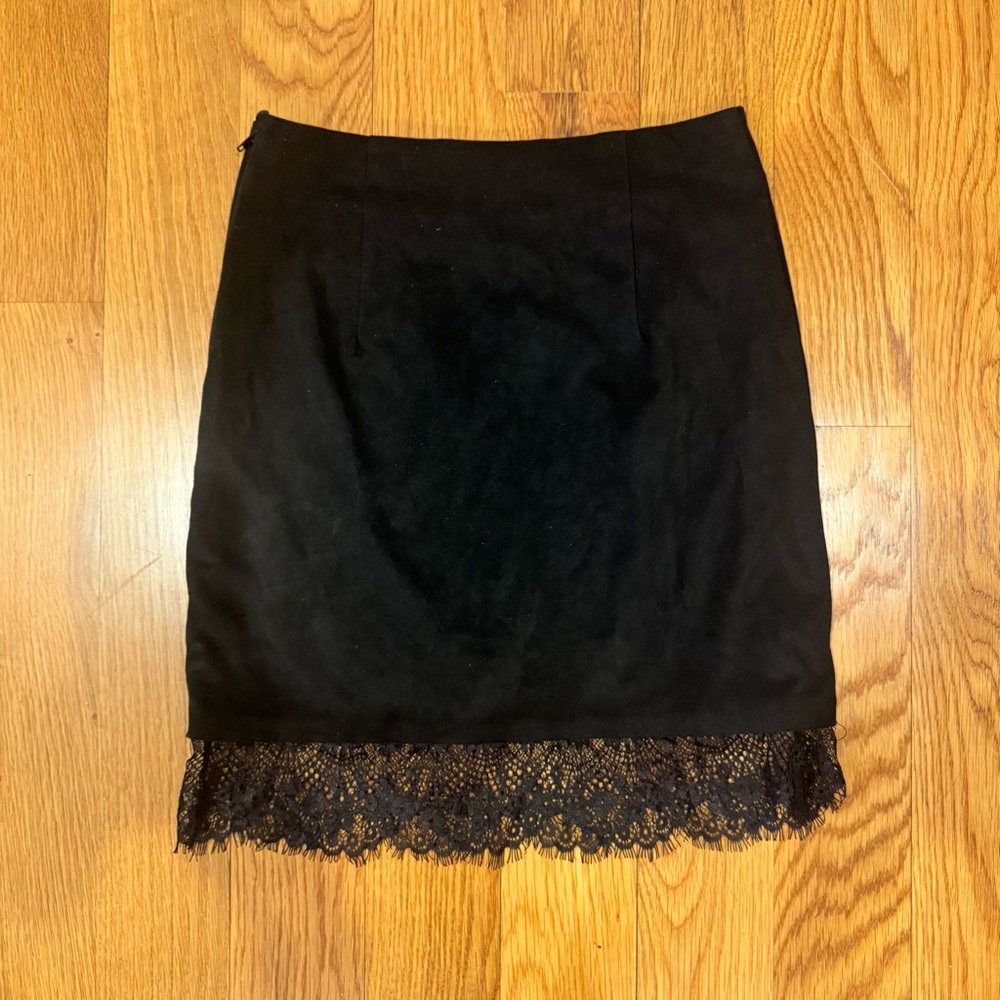 H&M Black Faux Suede Lace Mini Skirt 32 2 XS X-small